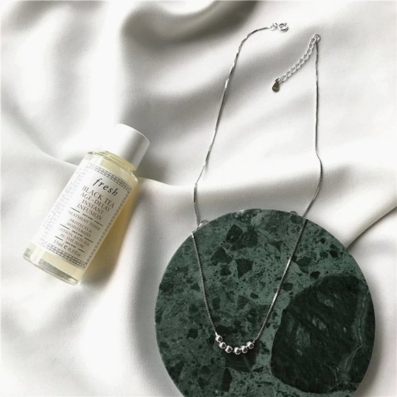 NEW 925 Sterling Silver Simple Bead Necklace - Picture 2 of 8